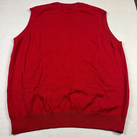 Chaps Mens Red Knit Sweater Vest XL Classic Preppy Casual Golf Layered Cotton - Picture 10 of 11